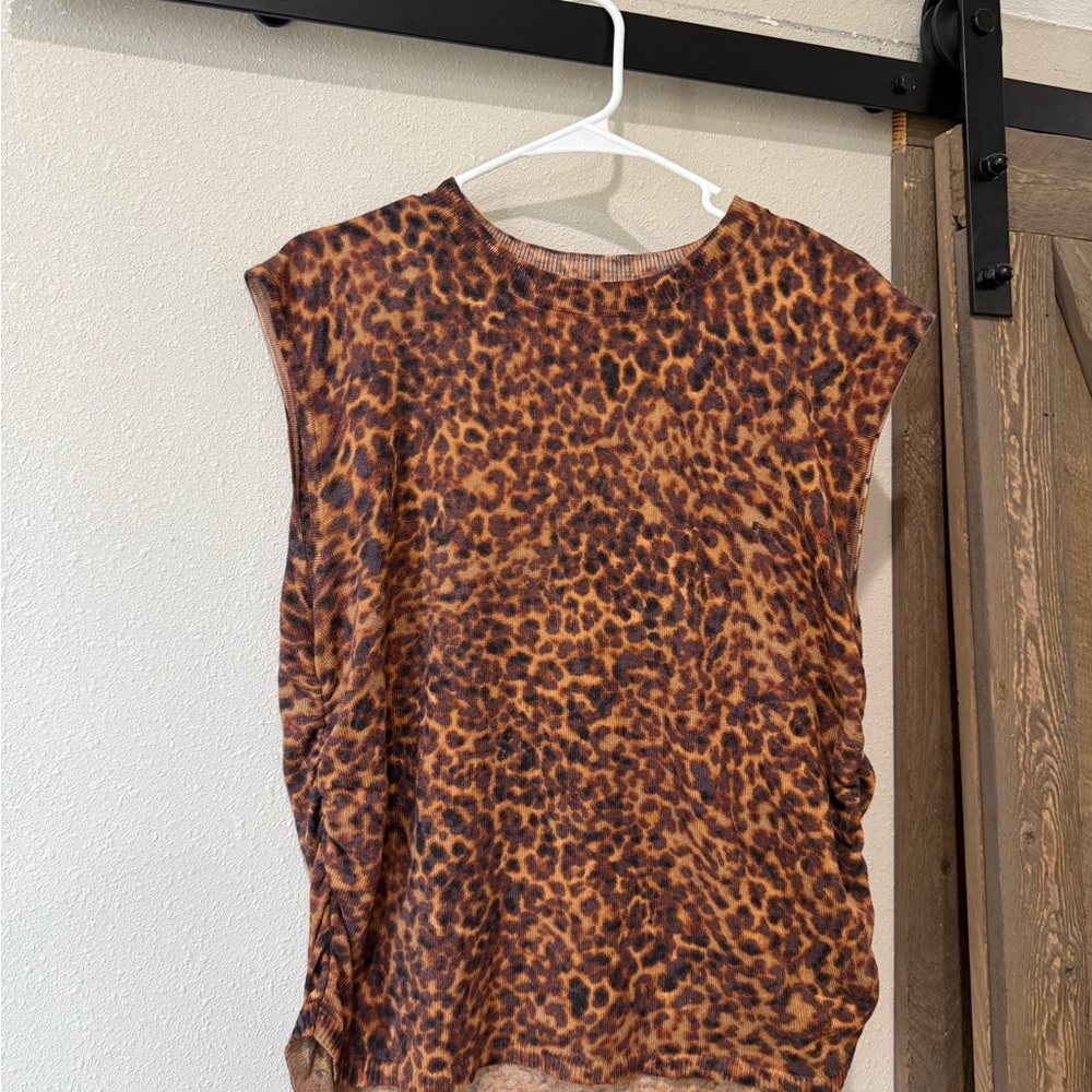 Democracy Brown Leopard Print Sleeveless Knit Tank
